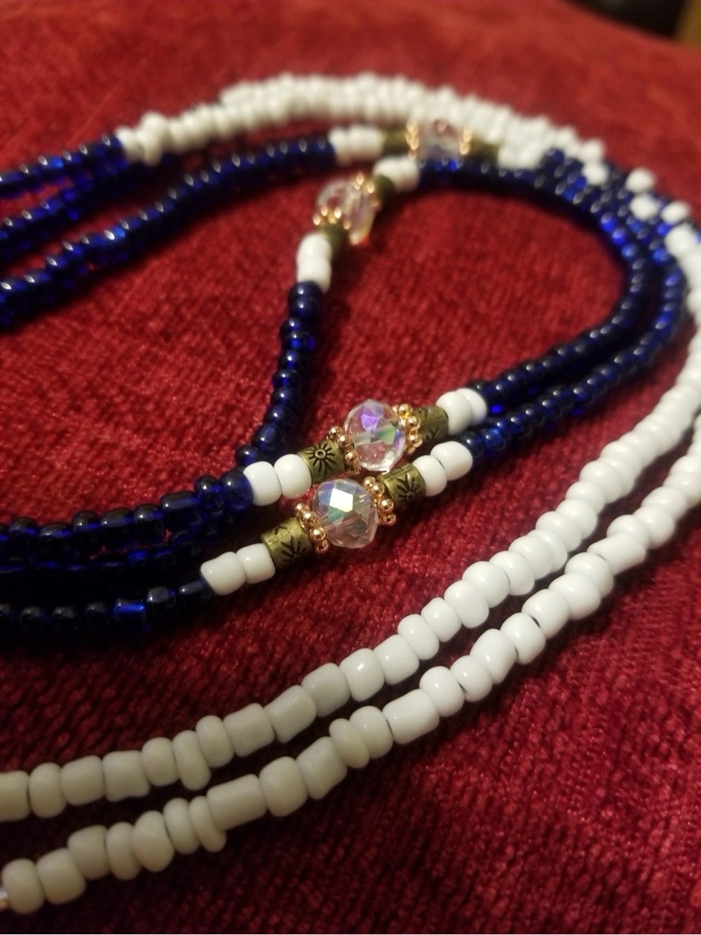 Unbranded Navy Blue and White Glass Bead Waist Bead Set.